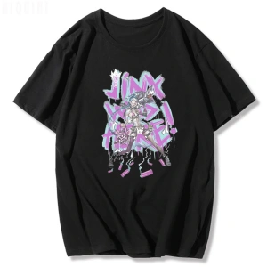 Siyah Jinx Arcane Maymun Anime Cosplay Tees Unisex Grunge Estetik %