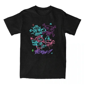 Siyah Jinx Arcane Monkey Unisex Streetwear Grunge Aesthetic Short Sleeve Cotton T