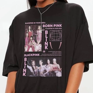 Siyah K-pop Black Pink - Born Pink In Your Area T-shirt Et1945