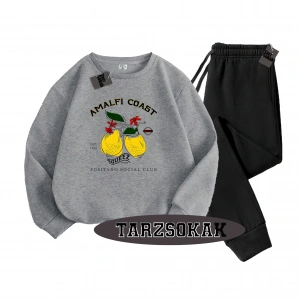 Siyah Kapşonlu Amalfi coast Detaylı ikili TAKIM