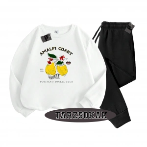 Siyah Kapşonlu Amalfi coast Detaylı ikili TAKIM