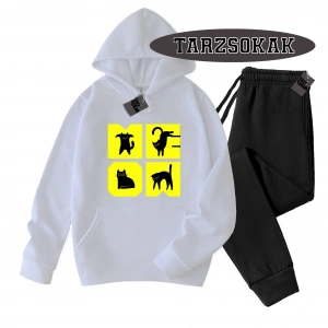 Siyah Kapşonlu Cat KEDİ Detaylı ikili TAKIM