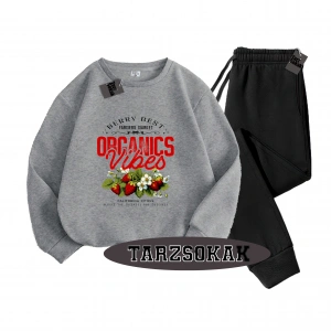 Siyah Kapşonlu Çilek Detaylı ikili TAKIM