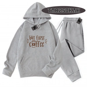 Siyah Kapşonlu Coffee Detaylı ikili TAKIM