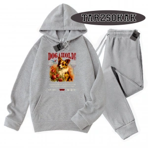 Siyah Kapşonlu Dog Detaylı ikili TAKIM