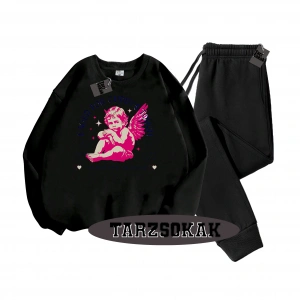 Siyah Kapşonlu Eager Detaylı ikili TAKIM