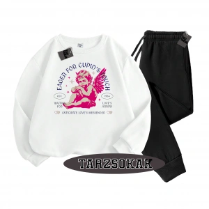 Siyah Kapşonlu Eager Detaylı ikili TAKIM