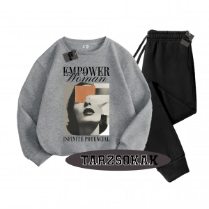 Siyah Kapşonlu EmpoweR Detaylı ikili TAKIM