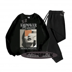 Siyah Kapşonlu EmpoweR Detaylı ikili TAKIM