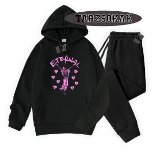 Siyah Kapşonlu Eternal Detaylı ikili TAKIM