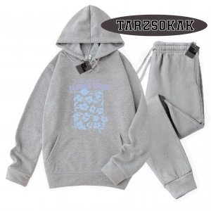 Siyah Kapşonlu Flower Detaylı ikili TAKIM