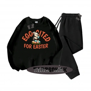 Siyah Kapşonlu For Easter Detaylı ikili TAKIM