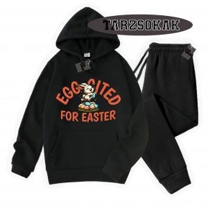 Siyah Kapşonlu For Easter Detaylı ikili TAKIM