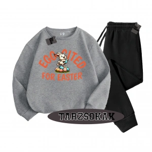 Siyah Kapşonlu For Easter Detaylı ikili TAKIM