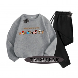 Siyah Kapşonlu Handsome Detaylı ikili TAKIM