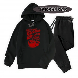 Siyah Kapşonlu Herry Yum Yum Detaylı ikili TAKIM