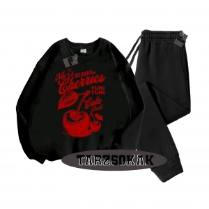 Siyah Kapşonlu Herry Yum Yum Detaylı ikili TAKIM