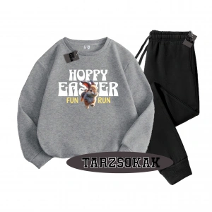 Siyah Kapşonlu Hoppy Detaylı ikili TAKIM