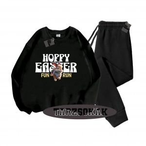 Siyah Kapşonlu Hoppy Detaylı ikili TAKIM