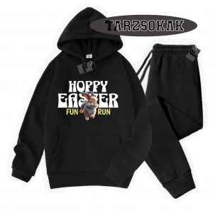 Siyah Kapşonlu Hoppy Detaylı ikili TAKIM