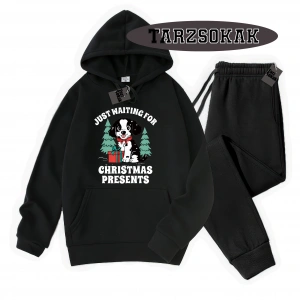 Siyah Kapşonlu Just waıtıng Detaylı ikili TAKIM