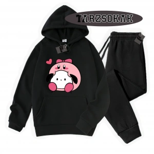 Siyah Kapşonlu Just waıtıng Detaylı ikili TAKIM