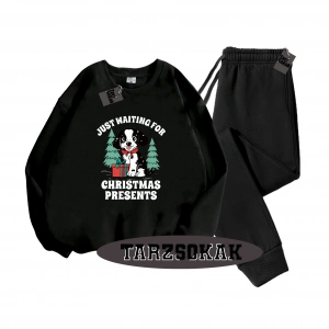 Siyah Kapşonlu Just waıtıng Detaylı ikili TAKIM