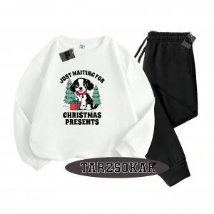 Siyah Kapşonlu Just waıtıng Detaylı ikili TAKIM