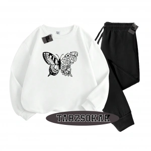 Siyah Kapşonlu kelebek çiçek  Detaylı ikili TAKIM