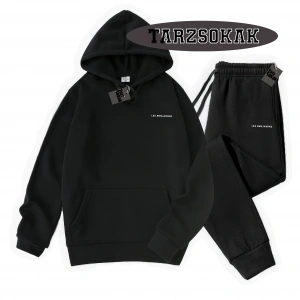 Siyah Kapşonlu les Detaylı ikili TAKIM