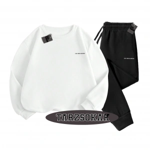 Siyah Kapşonlu les Detaylı ikili TAKIM