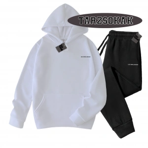 Siyah Kapşonlu les Detaylı ikili TAKIM