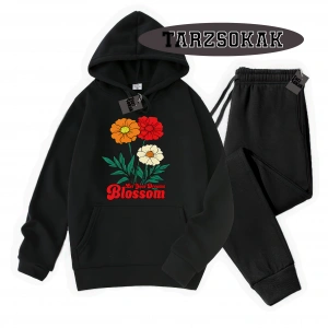 Siyah Kapşonlu Let your dreams blossom Detaylı ikili TAKIM