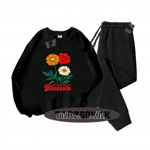 Siyah Kapşonlu Let your dreams blossom Detaylı ikili TAKIM