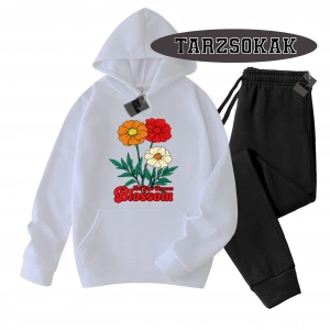 Siyah Kapşonlu Let your dreams blossom Detaylı ikili TAKIM