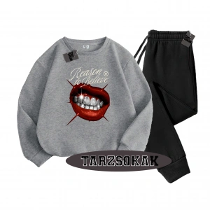 Siyah Kapşonlu Reason Detaylı ikili TAKIM