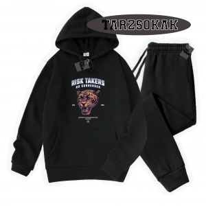 Siyah Kapşonlu Reason Detaylı ikili TAKIM