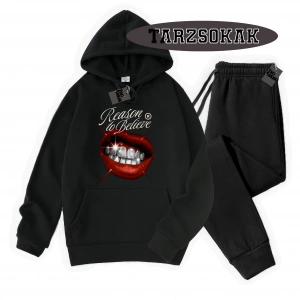 Siyah Kapşonlu Reason Detaylı ikili TAKIM