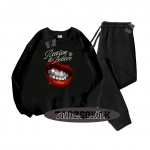 Siyah Kapşonlu Reason Detaylı ikili TAKIM