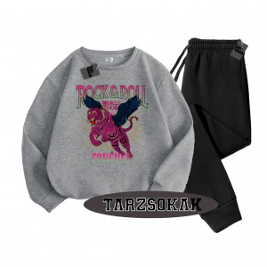 Siyah Kapşonlu RockRoll Detaylı ikili TAKIM