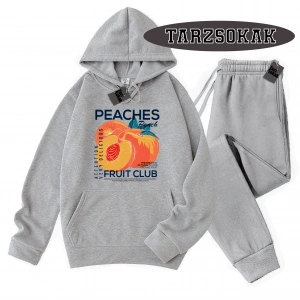 Siyah Kapşonlu ŞEftali Detaylı ikili TAKIM