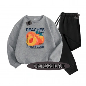 Siyah Kapşonlu ŞEftali Detaylı ikili TAKIM