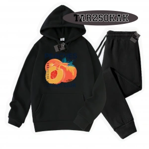 Siyah Kapşonlu ŞEftali Detaylı ikili TAKIM