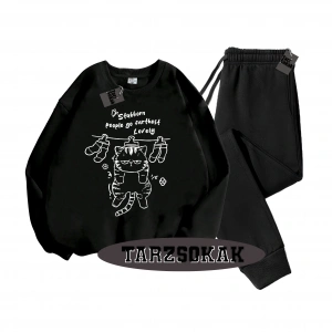 Siyah Kapşonlu Stubborn Detaylı ikili TAKIM