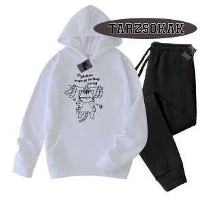 Siyah Kapşonlu Stubborn Detaylı ikili TAKIM