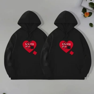 Siyah Kapşonlu Sweatshirt Çift Sevgili Kombinleri Couple Clothing
