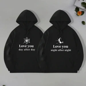 Siyah Kapşonlu Sweatshirt Çift Sevgili Kombinleri Couple Clothing