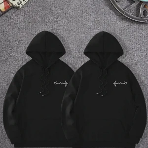 Siyah Kapşonlu Sweatshirt Çift Sevgili Kombinleri Couple Clothing