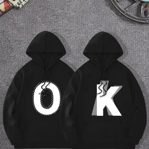Siyah Kapşonlu Sweatshirt Çift Sevgili Kombinleri Couple Clothing