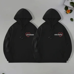 Siyah Kapşonlu Sweatshirt Çift Sevgili Kombinleri Couple Clothing